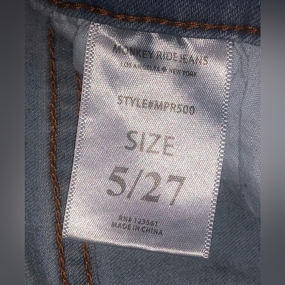 Monkey Ride Jeans Womens Juniors 5/27 Light Wash Skinny Blue Mid Rise Denim - Picture 7 of 9